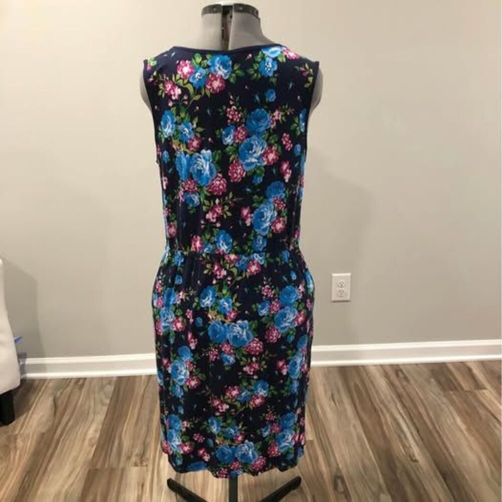 Dress XL Serra Sleeveless Blue Floral Print With Pockets C5459 - Picture 2 of 6